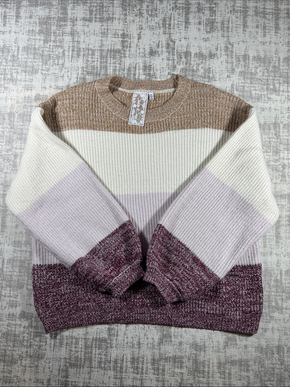 Sadie & Sage Striped Crewneck Sweater 100% ACRYLIC - size XS 22X21.5 PTP